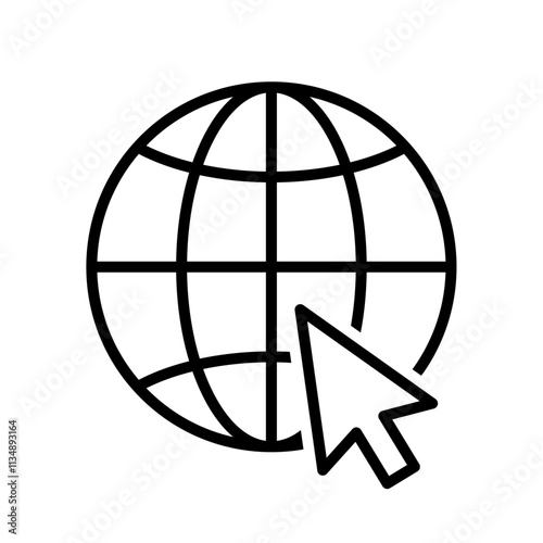 Go to web icon. Globe with cursor icon