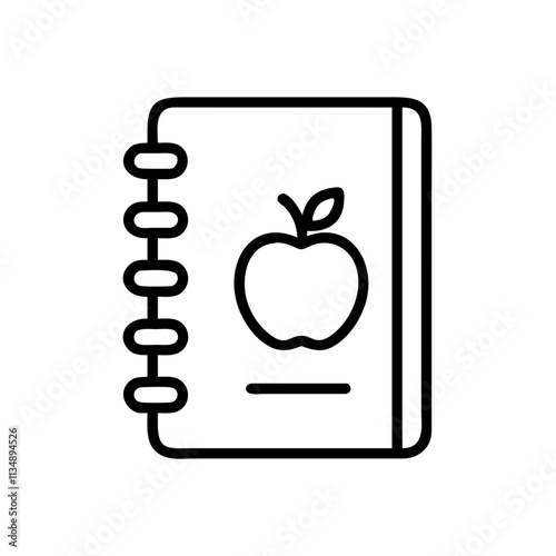 Diet journal icon outline for meal tracking and weight loss concept 
