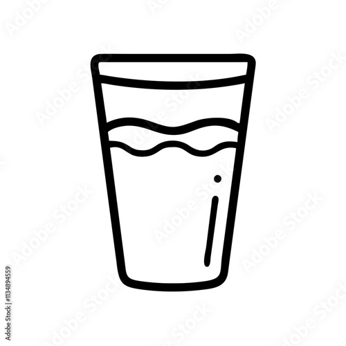 Water glass icon outline for hydration and dieting concept 