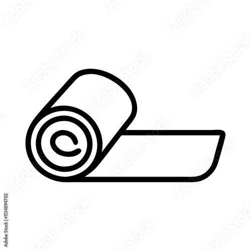 Fitness mat icon outline for exercise and dieting concept