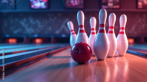 bowling ball and pins illustration