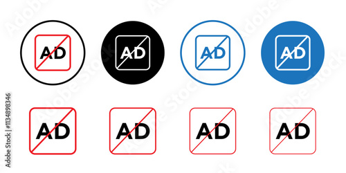 Ad blocker icon Thin line art collection