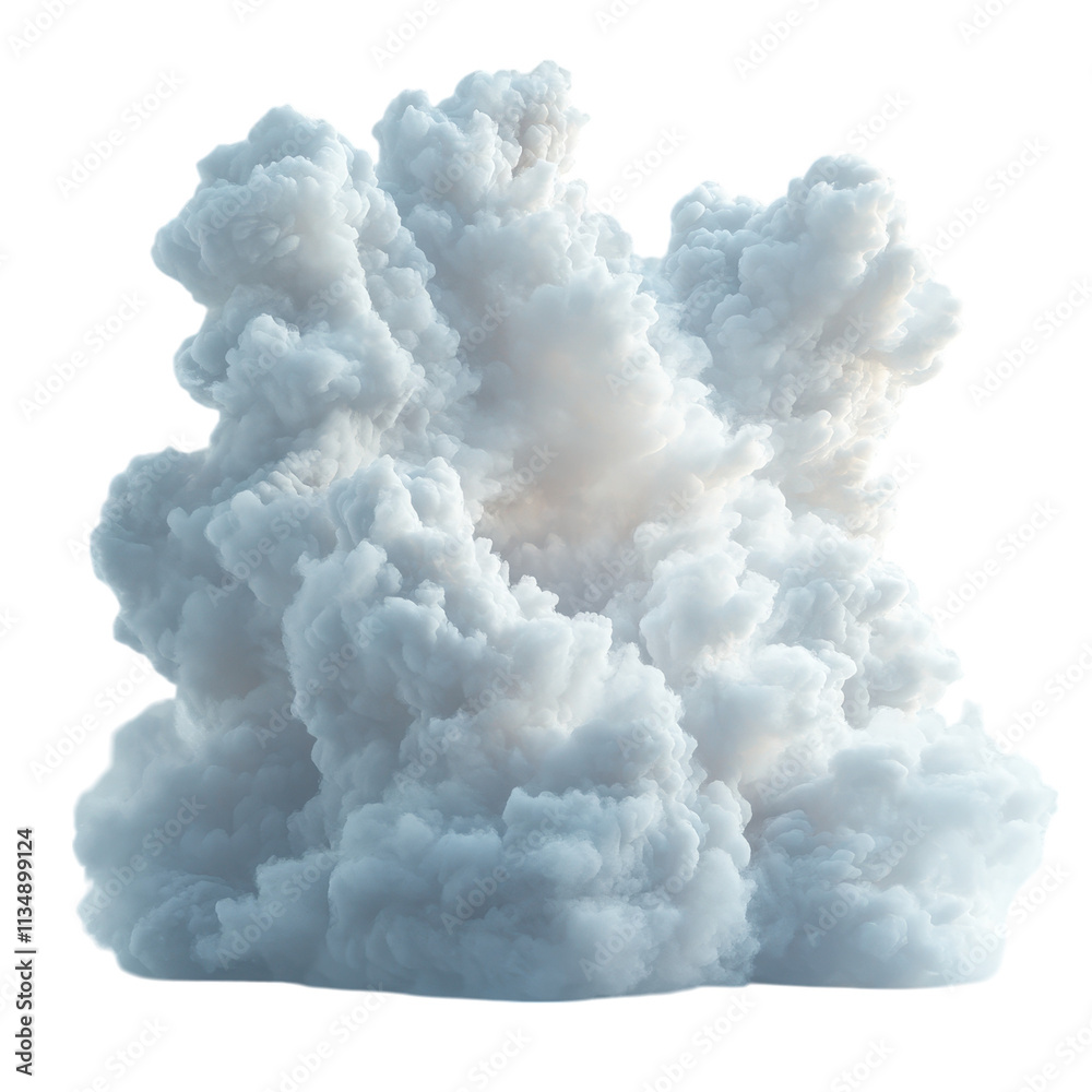 Dramatic 3d render of puffy cumulus clouds isolated transparent background Dramatic 3d render of puffy cumulus clouds isolated transparent background