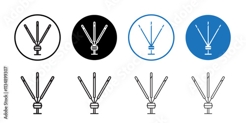 Burning incense stick icon Thin line art collection