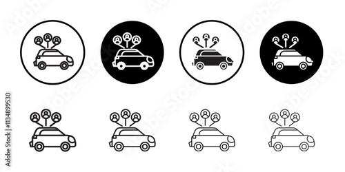 Carpool share icon Thin line art collection