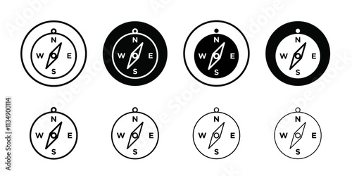 Compass icon Thin line art collection