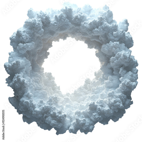 Wallpaper Mural Circular Cloud Formation Hole in Clouds 3D Render White Clouds Abstract Background Torontodigital.ca
