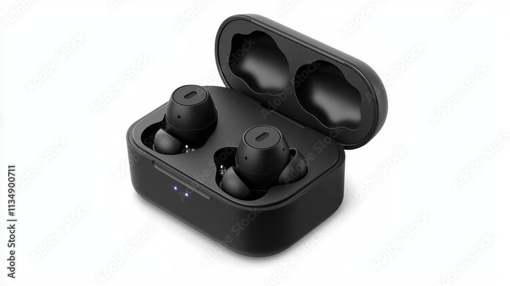 Black Wireless Earbuds with Charging Case for Comfortable Music Listening Experience