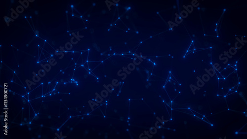 Abstract Network of Glowing Blue Dots and Lines on Dark Background