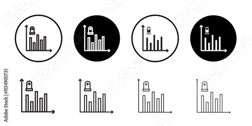 Death rate growth icon Thin line art collection
