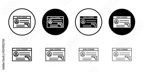 Gun license icon Thin line art collection