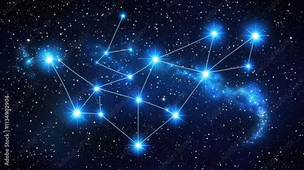Fototapeta premium Starry night sky showcasing the Milky Way constellation with vivid stars and celestial patterns in deep space background