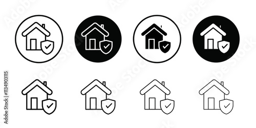 House insurance icon Thin line art collection