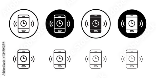 Mobile alarm icon Thin line art collection