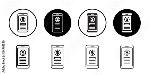 Mobile payment icon Thin line art collection