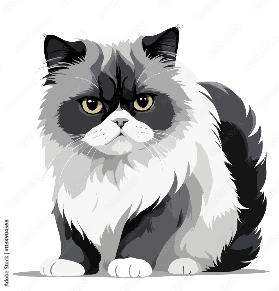 Obraz premium Cat Vector Art Illustration with Black and White Color Palette