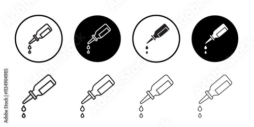 Oil dropper bottle icon Thin line art collection