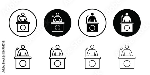 Public speaker icon Thin line art collection