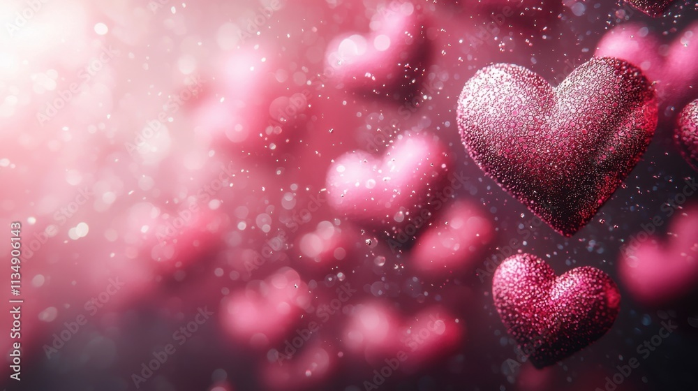 Floating hearts in a dreamy, sparkly background. Floating hearts in a dreamy, sparkly background.
