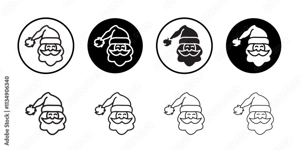 Naklejka premium Santa claus face icon Thin line art collection