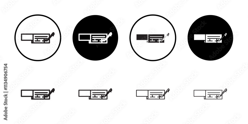 Signing cheque icon Thin line art collection