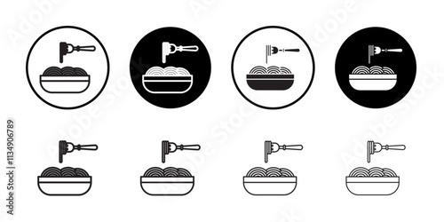 Spaghetti icon Thin line art collection