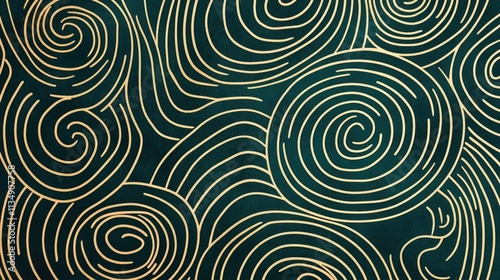 Luxury green spiral tile pattern for elegant brochure invitation or web template design with modern artistic elements.