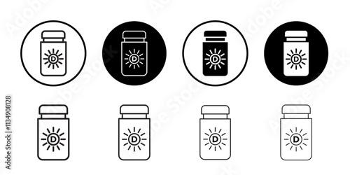 Vitamin d icon Thin line art collection