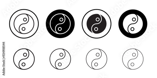 Yin yang icon Thin line art collection