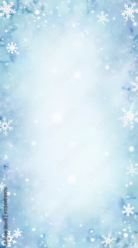Frozen winter snow banner. Watercolor snowflakes pattern poster. Snowy wallpaper background Frozen winter snow banner. Watercolor snowflakes pattern poster. Snowy wallpaper background