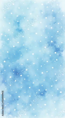 Frozen winter snow banner. Watercolor snowflakes pattern poster. Snowy wallpaper background