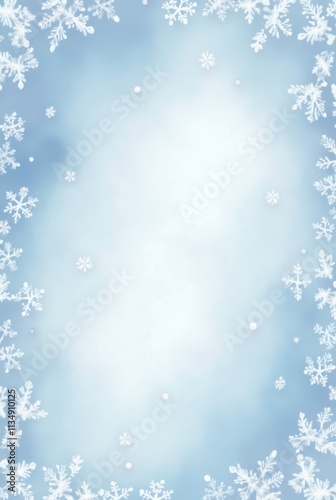 Frozen winter snow banner. Watercolor snowflakes pattern poster. Snowy wallpaper background