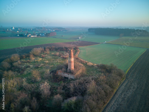 Obraz na płótnie A lonely old chimney in the middle of a field. w salonie