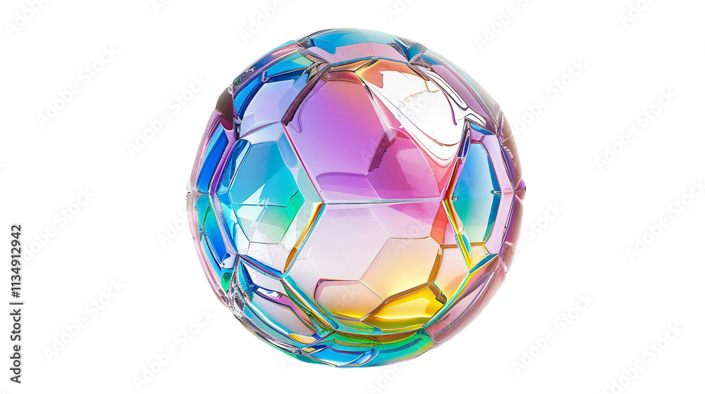 Naklejka premium Crystal Football with Light Effects on transparent background PNG.