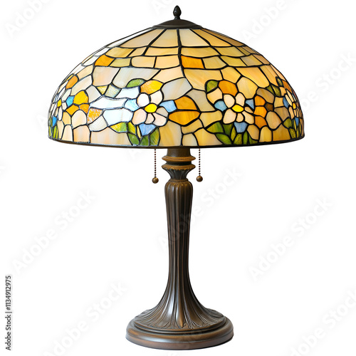 Elegant TiffanyStyle Table Lamp with Floral Stained Glass Shade photo