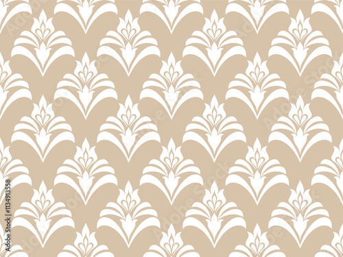 Wallpaper in Baroque style, damask. A seamless vector background.