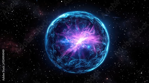 Radiating magnetar in space showcasing pulsar activity and rapid neutron star rotation against a captivating cosmic backdrop.