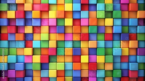 Abstract background featuring an array of colorful squares, abstract, background, squares, geometric, pattern, design, texture
