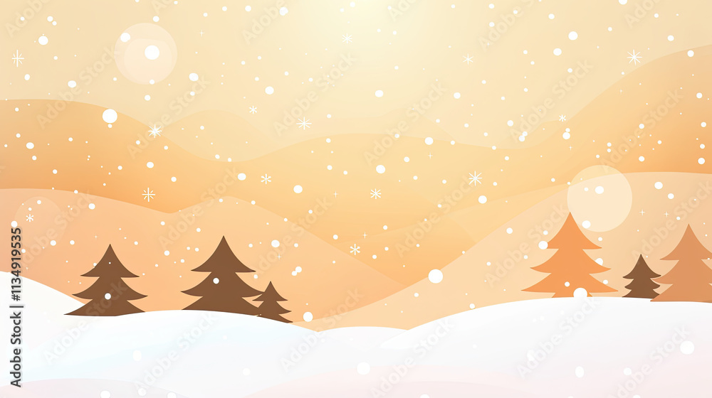 Abstract background with snow and Christmas trees in the distance Abstract background with snow and Christmas trees in the distance