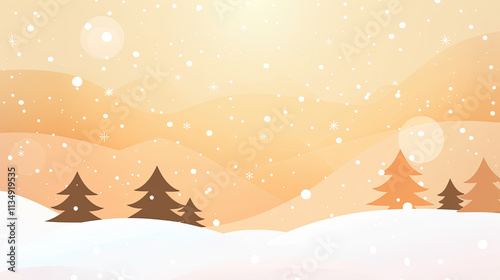 Abstract background with snow and Christmas trees in the distance