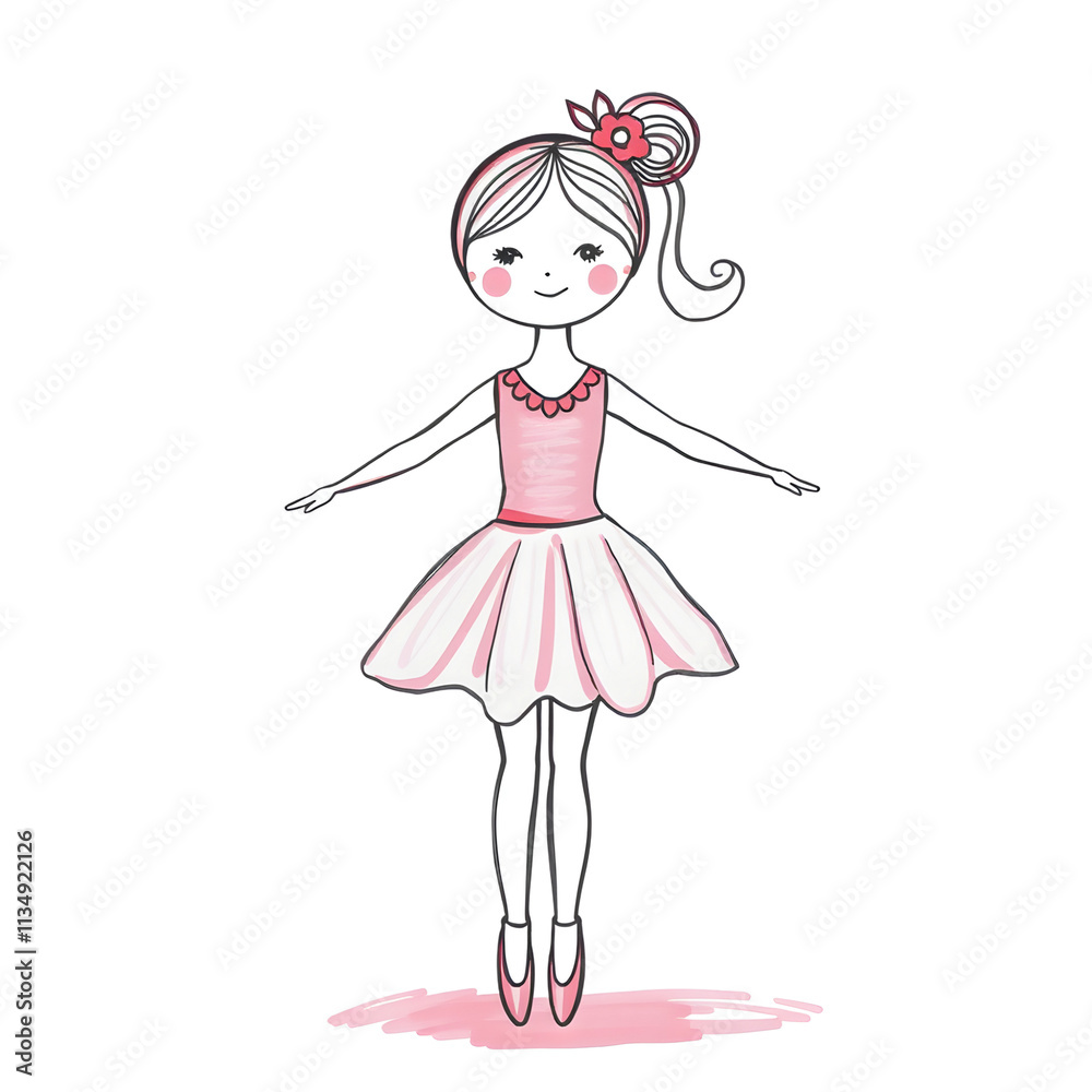 Toy Ballerina Doll Illustration with Pink and White Wood Paint Transparent PNG Toy Ballerina Doll Illustration with Pink and White Wood Paint Transparent PNG