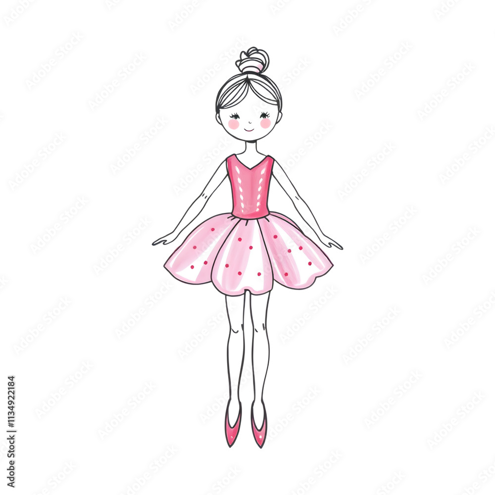 Toy Ballerina Doll Illustration with Pink and White Wood Paint Transparent PNG Toy Ballerina Doll Illustration with Pink and White Wood Paint Transparent PNG