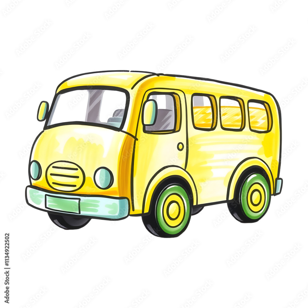 Toy Bus Drawn with Yellow and Green Wood Paint Transparent PNG Toy Bus Drawn with Yellow and Green Wood Paint Transparent PNG