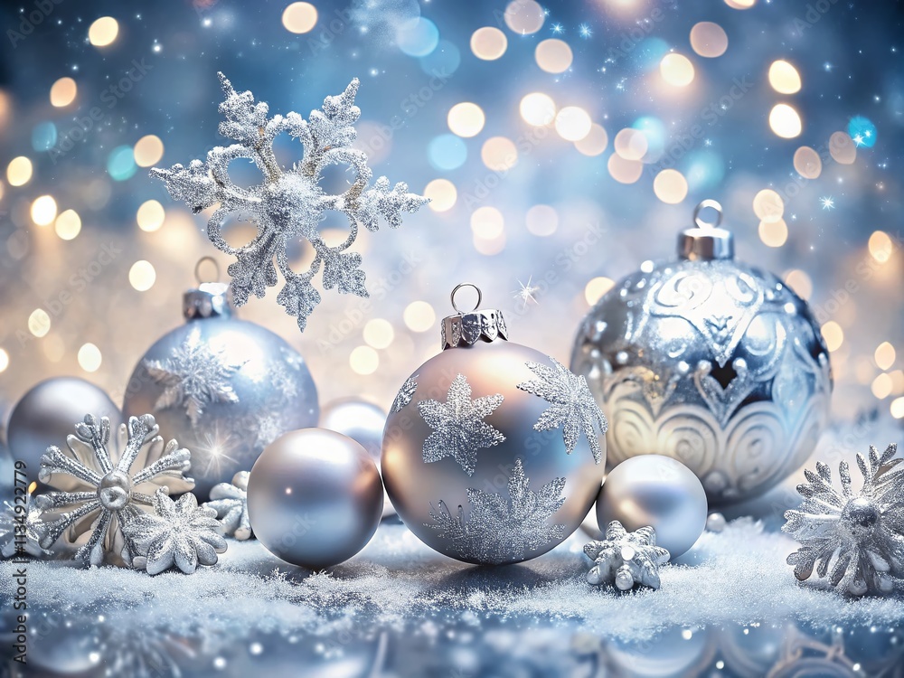 Elegant Shiny Silver Christmas Background with a Double Exposure Effect Blending Festive Elements and Sparkling Lights for a Magical Holiday Atmosphere Elegant Shiny Silver Christmas Background with a Double Exposure Effect Blending Festive Elements and Sparkling Lights for a Magical Holiday Atmosphere