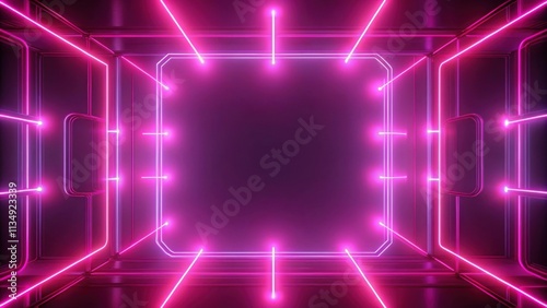 Abstract background of pink neon glowing light shapes, neon, glowing, abstract, background, pink, shapes, vibrant