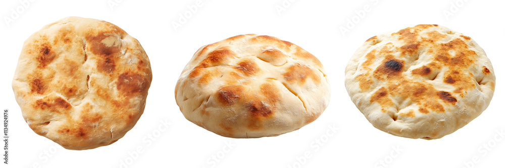 Freshly baked round bread with golden crust on a transparent background
Freshly baked round bread with golden crust on a transparent background
