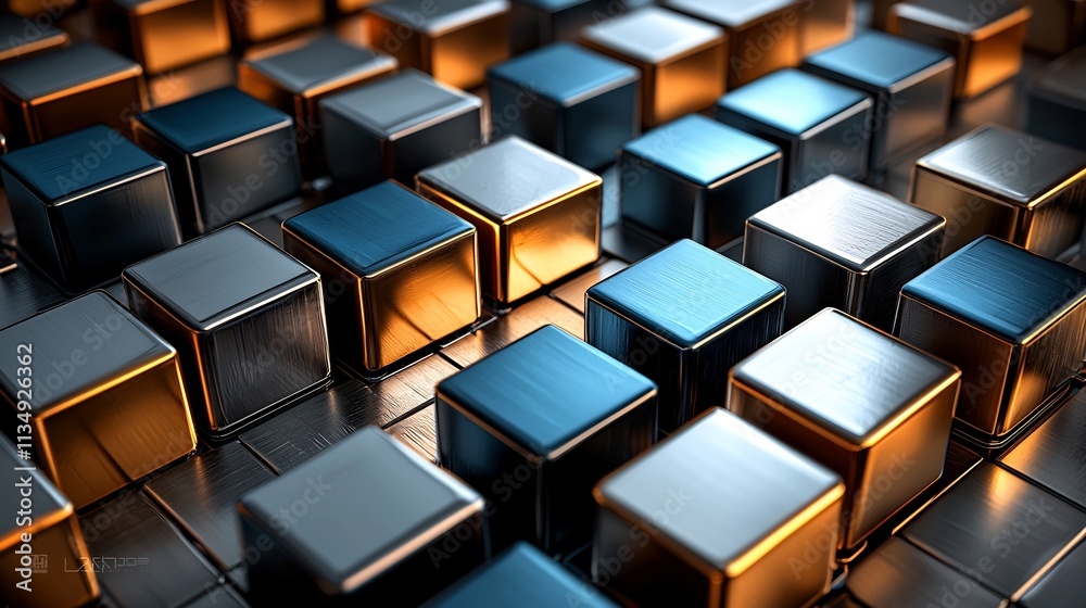 Abstract 3D Geometric Metallic Shapes Intertwined Forming Modern Architectural Composition with Depth and Perspective Abstract 3D Geometric Metallic Shapes Intertwined Forming Modern Architectural Composition with Depth and Perspective