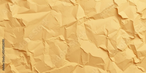Abstract Texture of Crumpled Paper with Irregular Folds and Wrinkles in a Warm Beige Hue