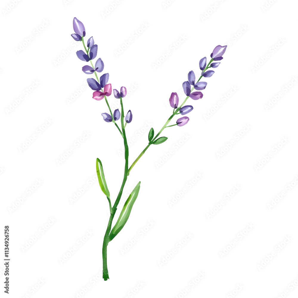 Obraz premium Lavender flowers painted in purple and green.