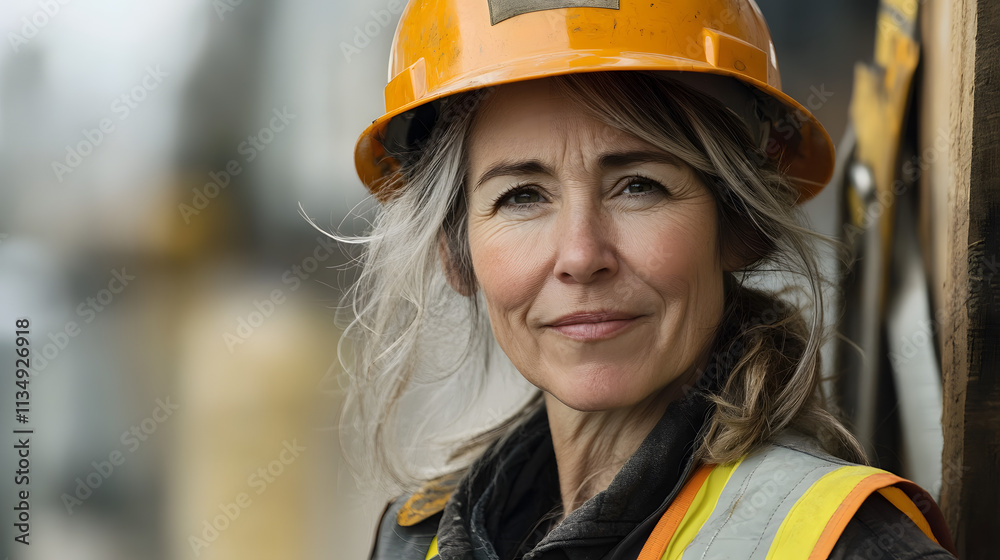 A fiercely determined woman, her hard hat serving as a crown of authority amidst the chaos of the construction site. Her steely gaze conveys a sense of purpose, contrasting with the rough surroundings A fiercely determined woman, her hard hat serving as a crown of authority amidst the chaos of the construction site. Her steely gaze conveys a sense of purpose, contrasting with the rough surroundings